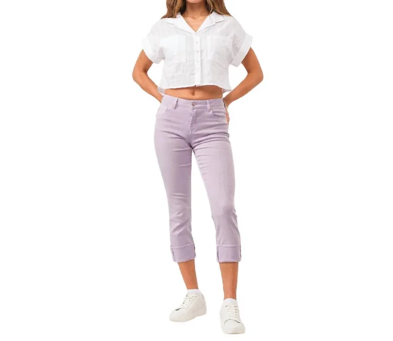 Women's Earth Tone Pants-Blaire High Rise Slim Straight Jean In Orchid Petal