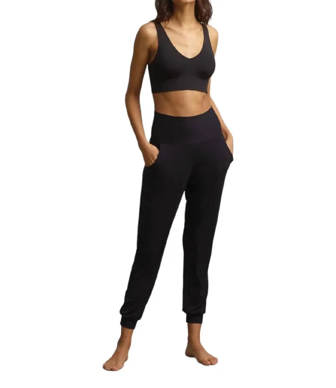 Women's Paperbag Waist Pants-Butter High Rise Jogger In Black