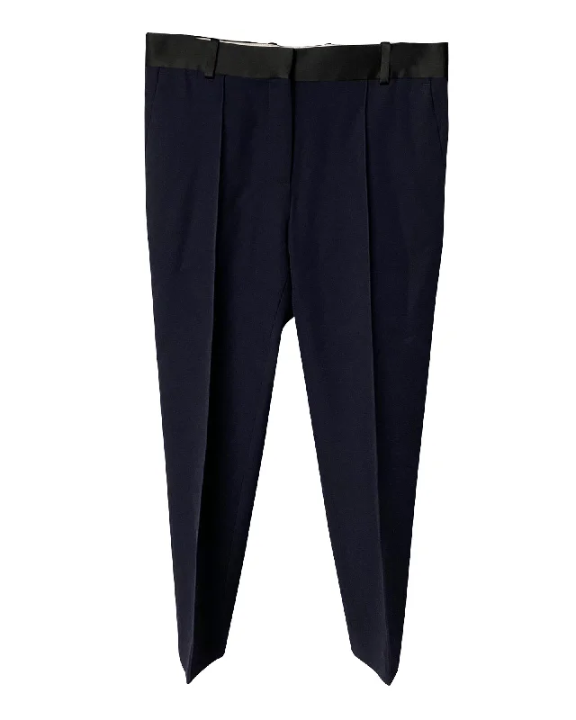 Women's Travel Pants-Celine Straight Pants in Blue Wool