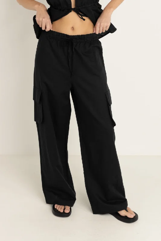 Women's Windowpane Pants-Cove Cargo Pant Black