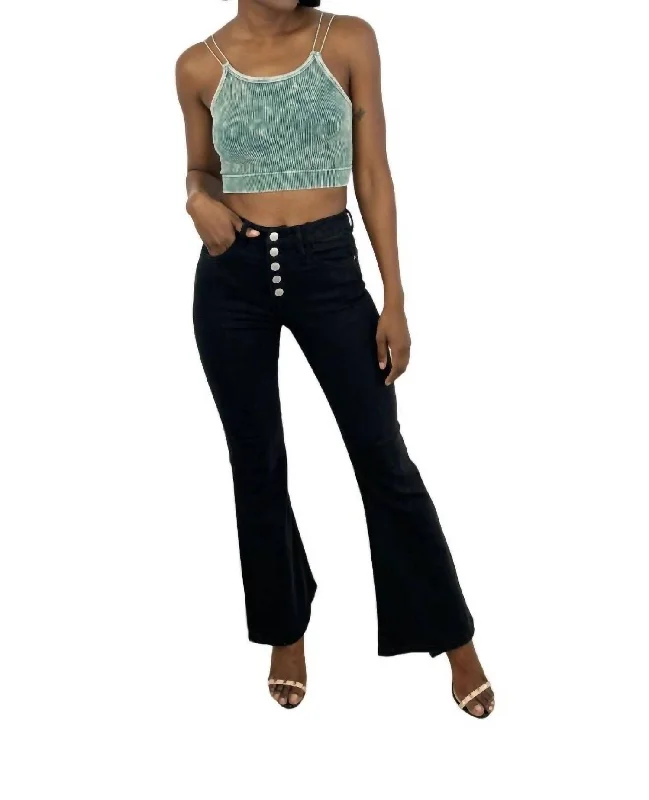 Women's Boho Pants-Dark Rider Flare Jeans In Black