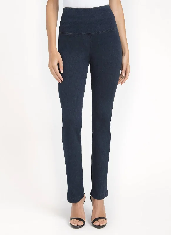 Women's Herringbone Pants-Denim Straight Leg Pants In Indigo