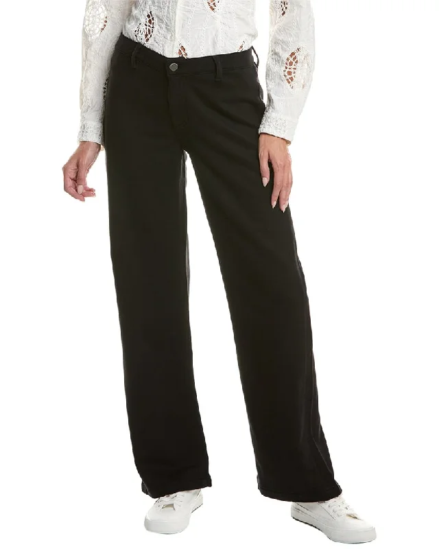 Women's Fold-Over Waist Pants-DL1961 Drue Black Straight Leg Jean