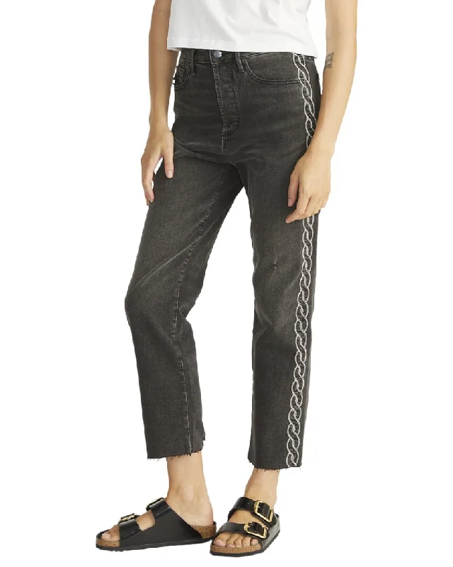 Women's Textured Pants-Driftwood Jeans Royce Black Straight Leg Jean