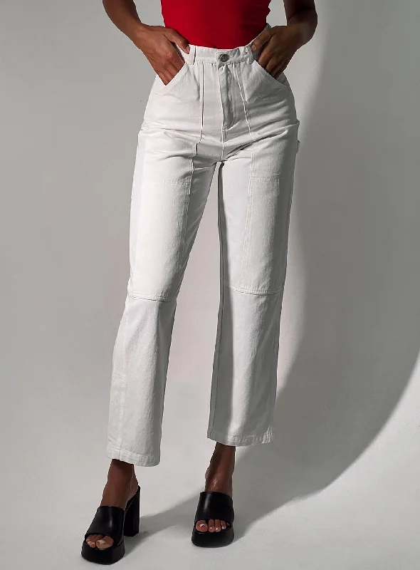 Women's Ombre Pants-Dropouts Cargo Jeans White