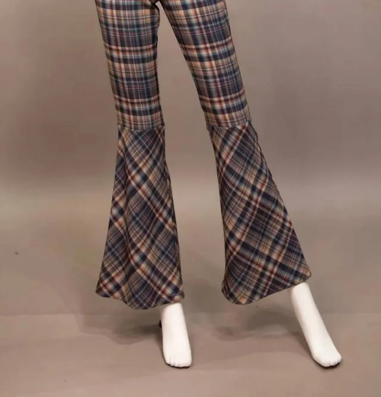 Women's High Rise Pants-Flare Pant In Checks