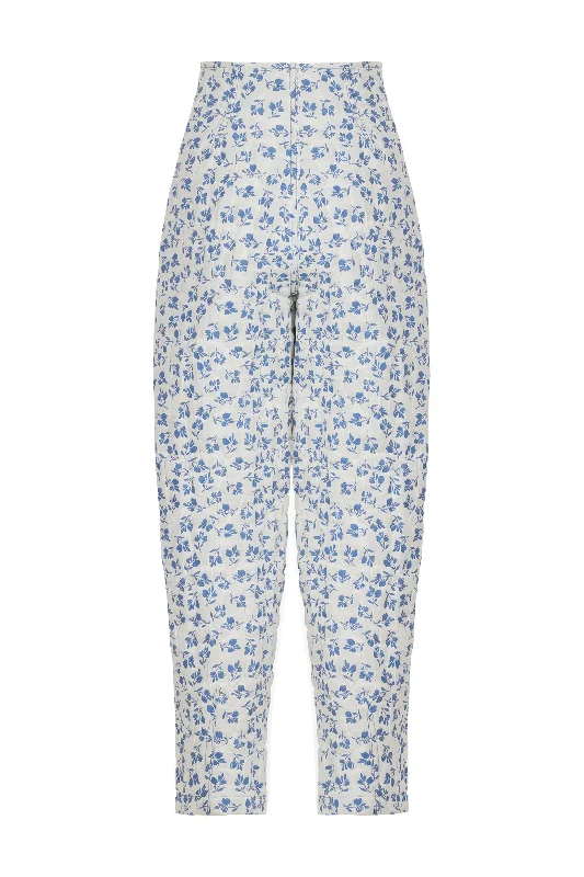 Women's Tapered Pants-Floral Quilted Pants