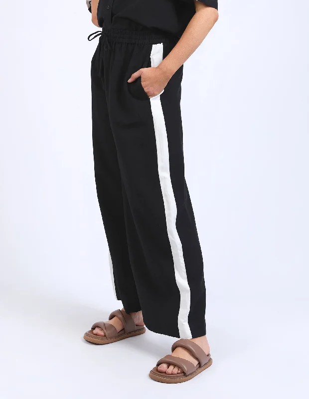 Women's Printed Pants-Frances Stripe Pant Black