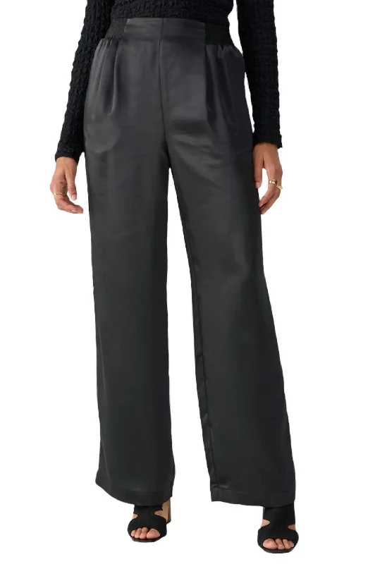 Women's Layered Pants-Gabriela Satin Pant In Blk