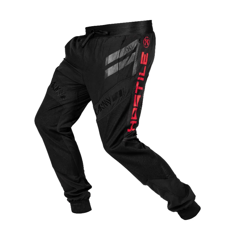 Women's Multi Stripe Pants-Hostile - TRK AIR Jogger Pants - Red