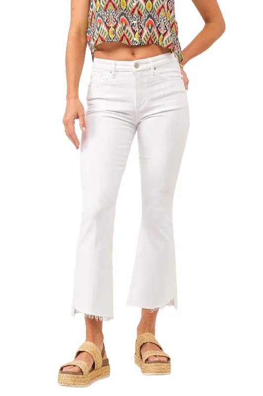 Women's Cropped Pants-Jeanne High Rise Cropped Flare Jeans In Optic White