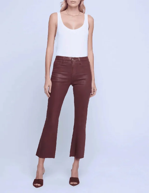 Women's Cotton Pants-Kendra Coated Jeans In Cinnamon