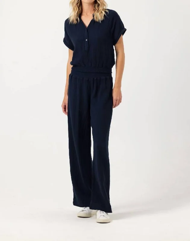 Women's Double Stripe Pants-Lila Pants In Navy