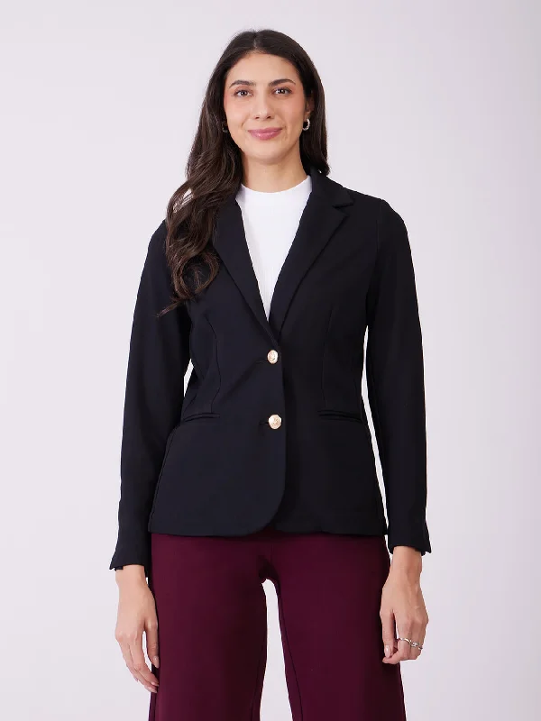 Women's Dress Pants-LivIn Single Breasted Blazer - Black