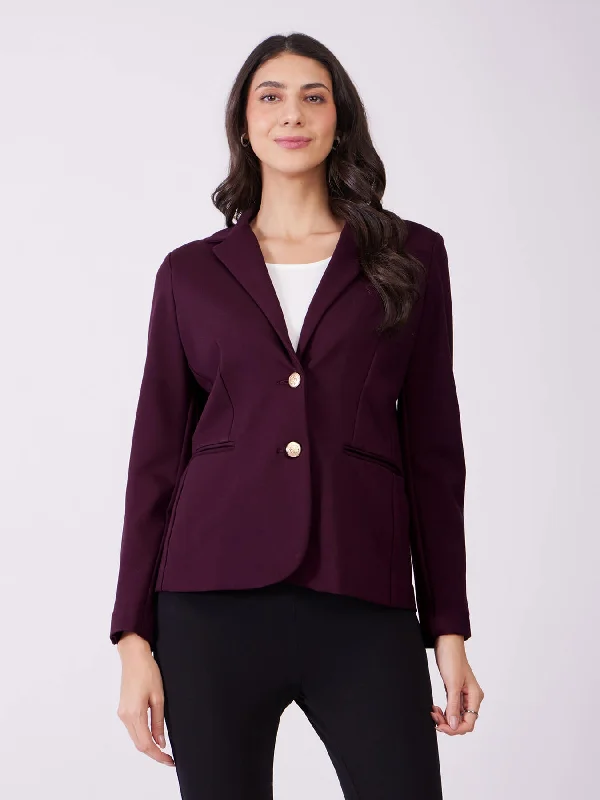 Women's Date Night Pants-LivIn Single Breasted Blazer - Maroon