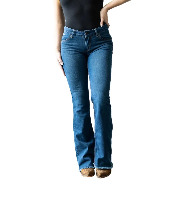 Women's UV Protection Pants-Lola Raw Hem Jeans In Blue