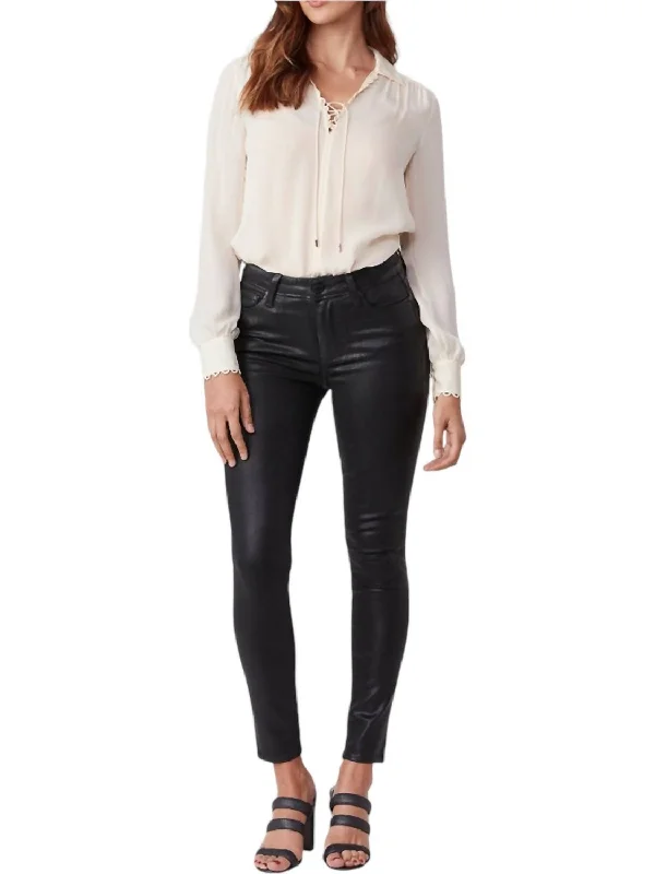 Women's Trendy Pants-Luxe Coated Hoxton Jeans In Black Fog