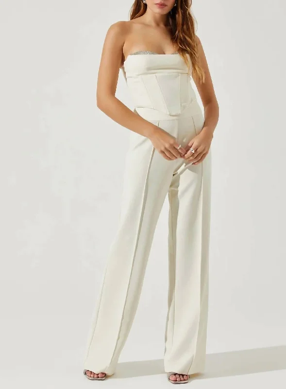 Women's Artistic Print Pants-Madison Pants In Ivory