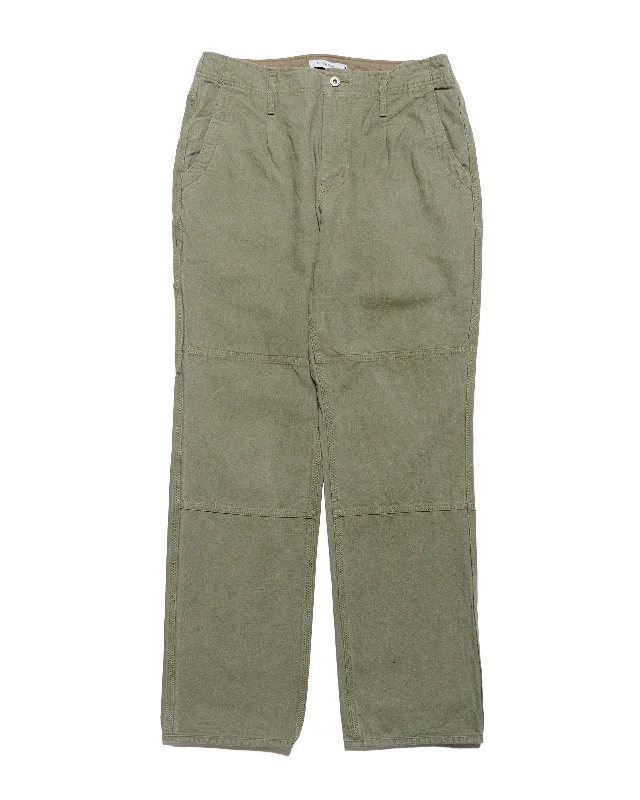 Women's Elastic Waist Pants-nonnative Worker Trousers Cotton Oxford Sulfur Dye Khaki