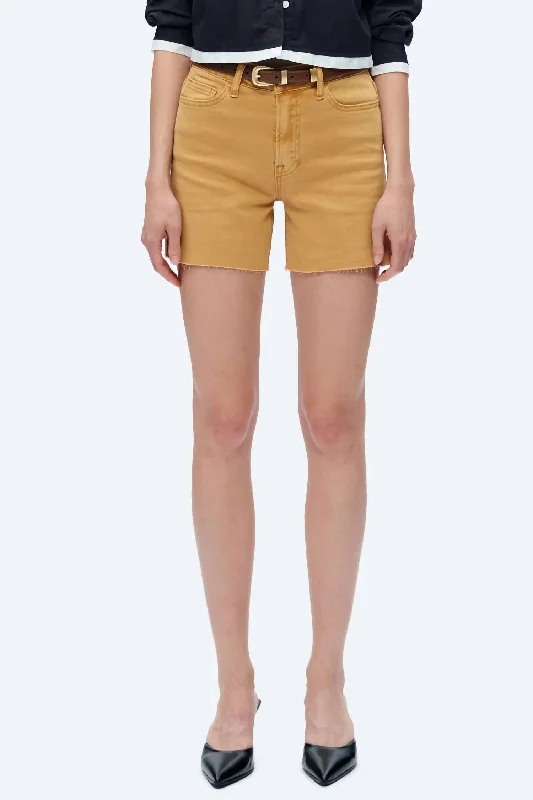 Women's Moisture-Wicking Pants-Nyla High Rise Shorts In Yellow Ochre