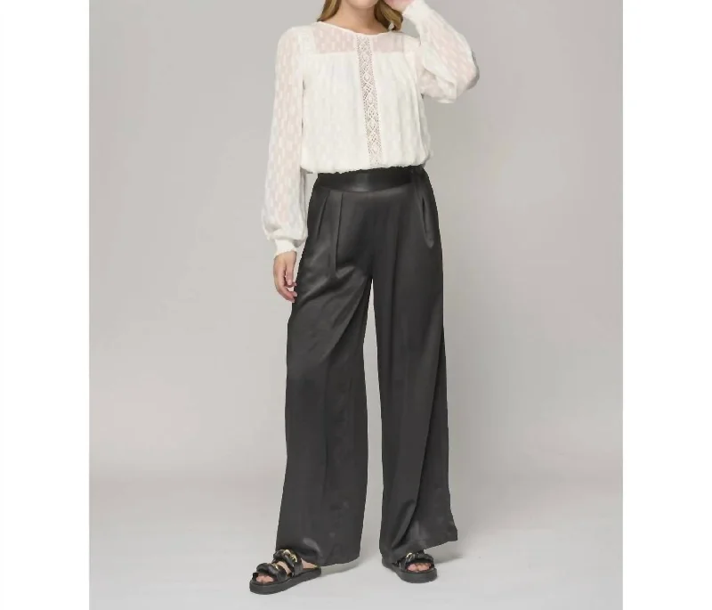 Women's Cinch-Waist Pants-Oana Trousers In Black