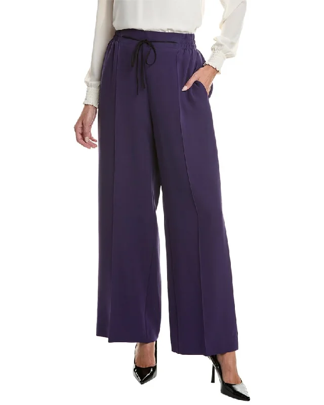 Women's Button Fly Pants-Oscar de la Renta Silk-Blend Pant