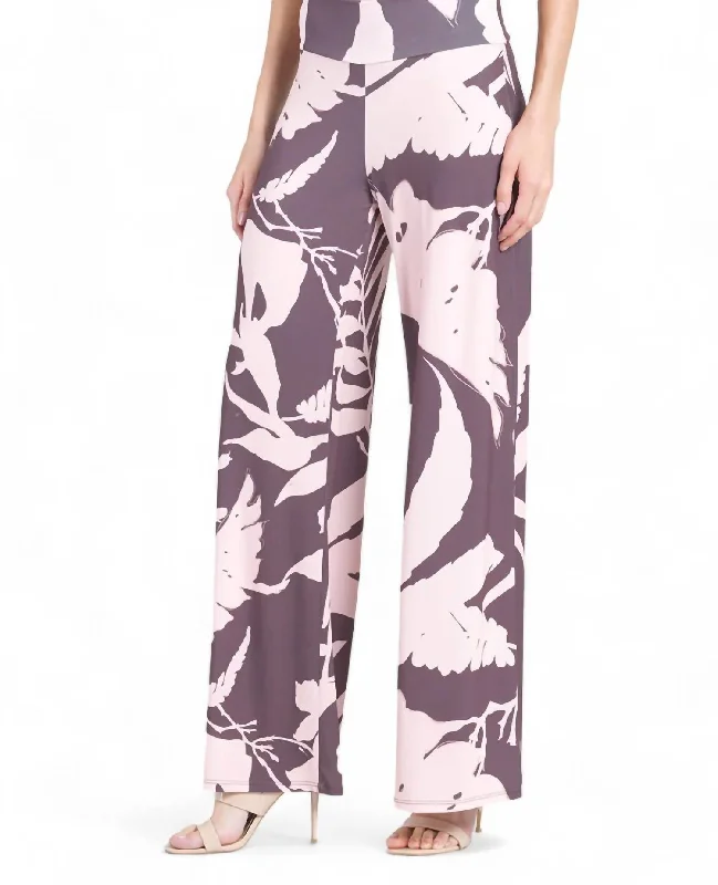 Women's Cotton Pants-Palazzo Pant In Pink/cocoa