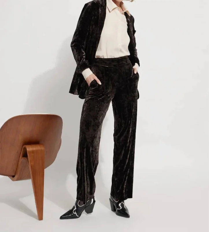 Women's Party Pants-Shay Crushed St Velvet Suit Pant In Double Espresso