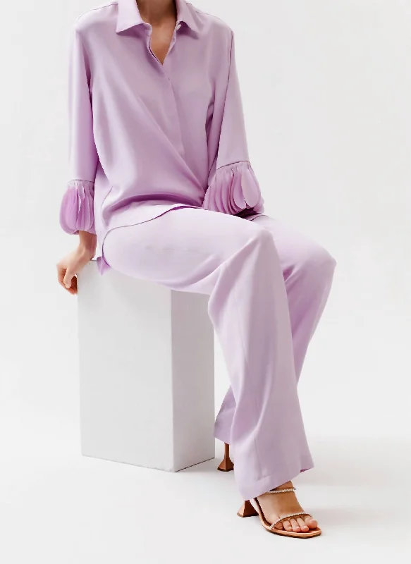 Women's Ombre Pants-Slim Leg Pull-On Pant In Lilac Silk Crepe