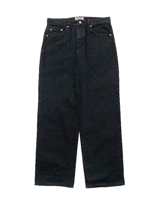 Women's Leather Pants-Stüssy Big Ol' Jean Denim Black