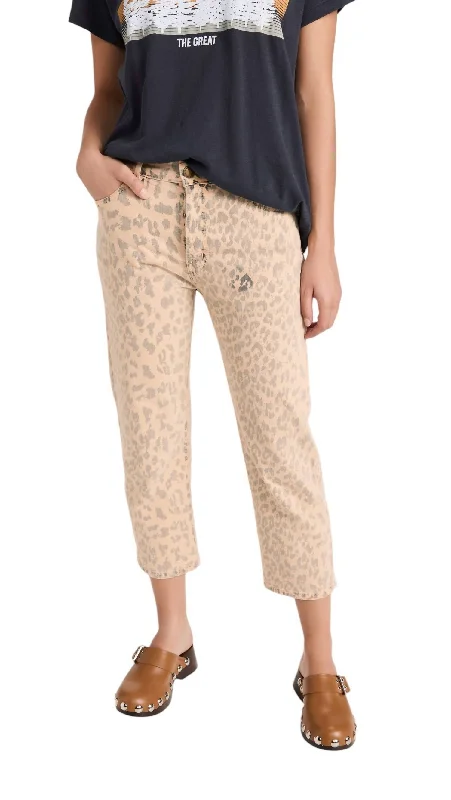 Women's Multi Stripe Pants-The Wayne Jean In Vintage Leopard