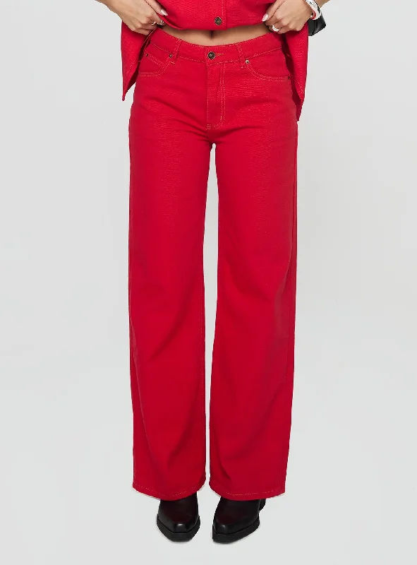 Women's Professional Pants-Top Model Jeans Red