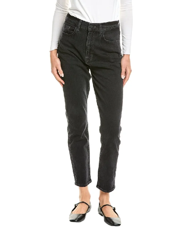 Women's Linen Pants-Triarchy Ms. Ava High-Rise Retro Loved Black Skinny Jean