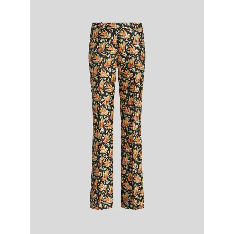 Women's Flight Pants-Twill Trousers With Bird Print