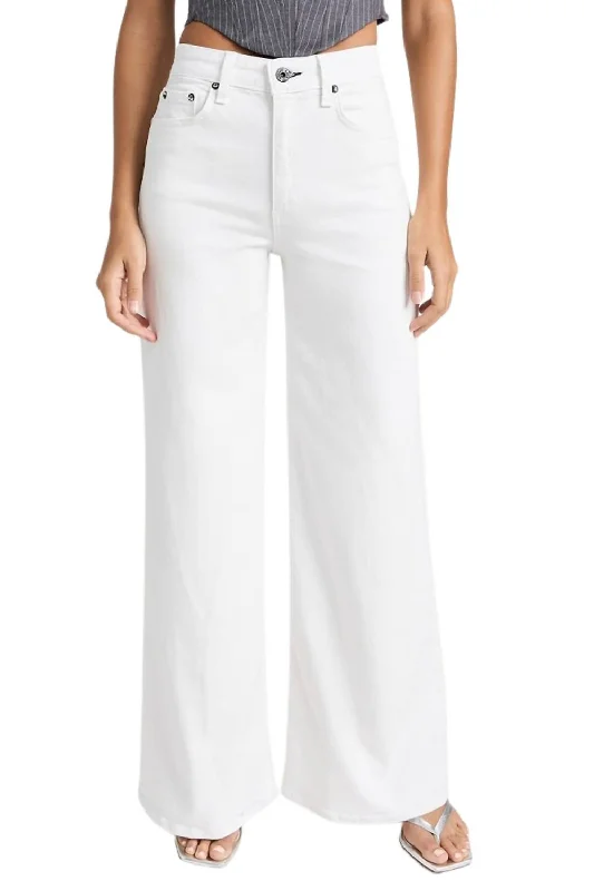 Women's Summer Pants-Wide Leg Denim Pant In Ivory