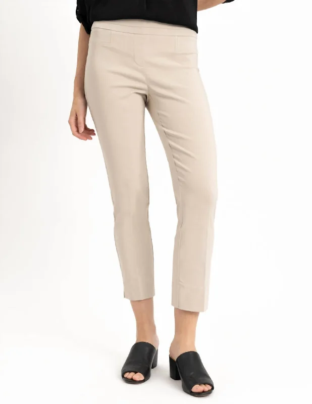 Women's Neon Pants-Woven Pocket Ankle Pants In Cashew