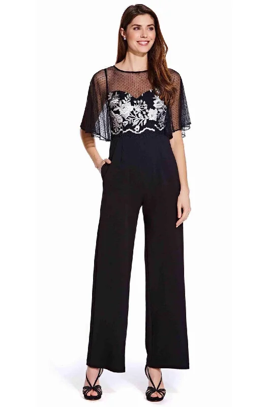 Women's Mermaid Evening Gowns-Adrianna Papell - AP1E205755 Floral Embroidered Jumpsuit