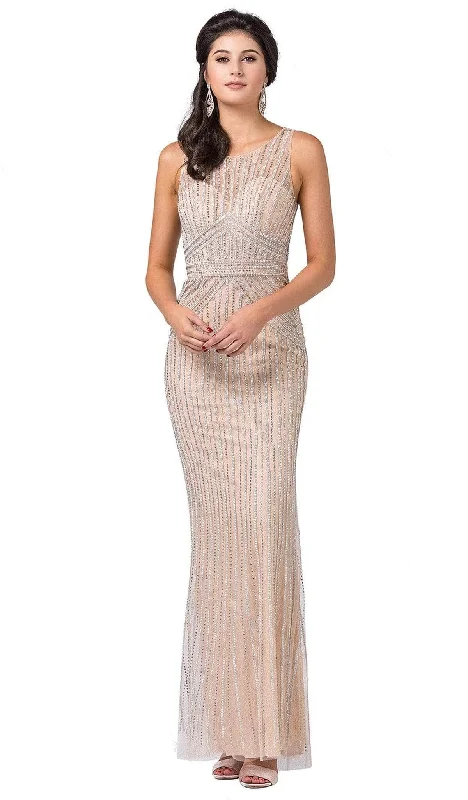 Women's Halter Evening Dresses-Dancing Queen - Stripe Sheath Evening Dress 2529