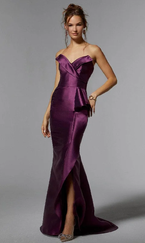 Women's Plum Evening Gowns-MGNY By Mori Lee 72927 - Strapless Satin Evening Gown