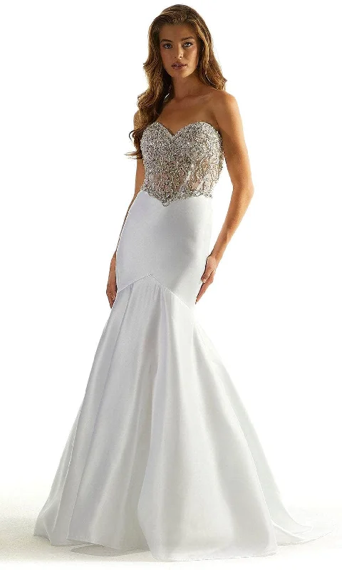 Women's Pastel Evening Dresses-Mori Lee 49090 - Rhinestone Embellished Strapless Prom Gown